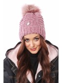 Winter hat with a ribbing, dark pink C32 - Online store - Boutique